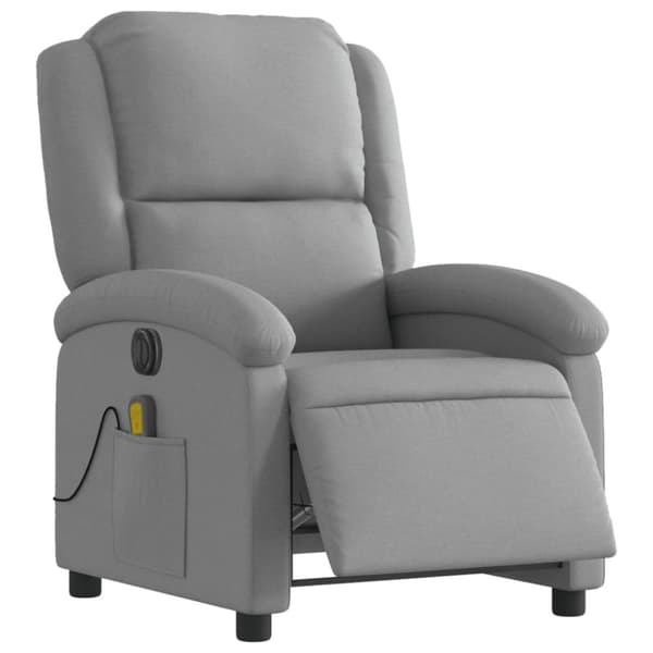 vidaXL Elektrisk massagefåtölj ljusgrå tyg