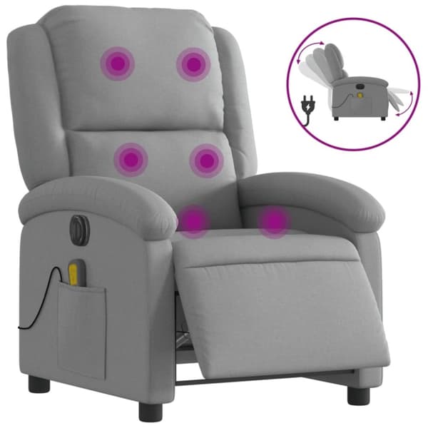 vidaXL Elektrisk massagefåtölj ljusgrå tyg
