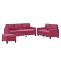 Miniatyrbillede 1 af 9: vidaXL sofasæt 2 dele med hynder velour vinrød