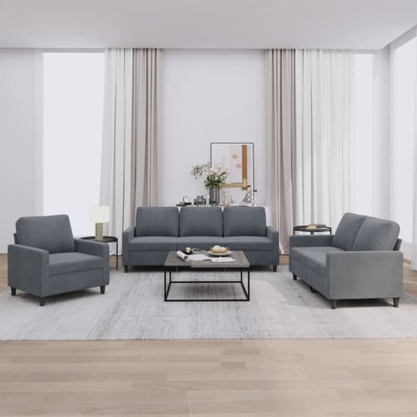 vidaXL sofasæt 3 dele med hynder velour mørkegrå