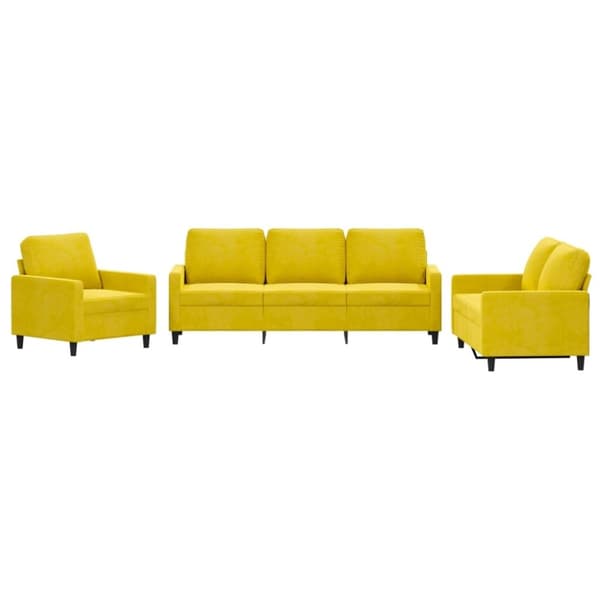 vidaXL sofasæt 3 dele med hynder velour gul