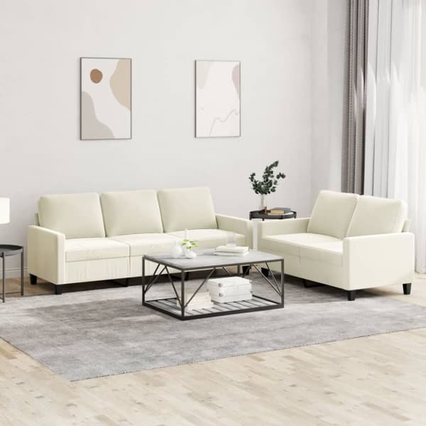vidaXL sofasæt 2 dele med hynder velour cremefarvet