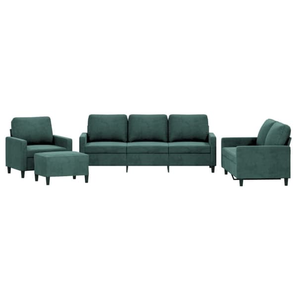 vidaXL sofasæt 4 dele med hynder velour mørkegrøn