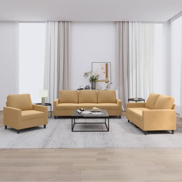 vidaXL sofasæt 3 dele med hynder velour brun