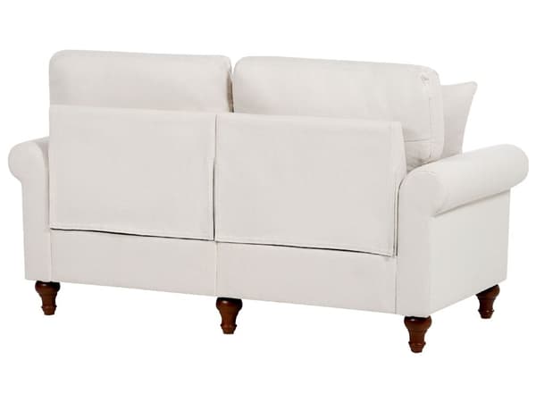 Soffa 2-sitsig Sandbeige Tygklädsel Rundade Armstöd Träram Dynor Modern Vardagsrum