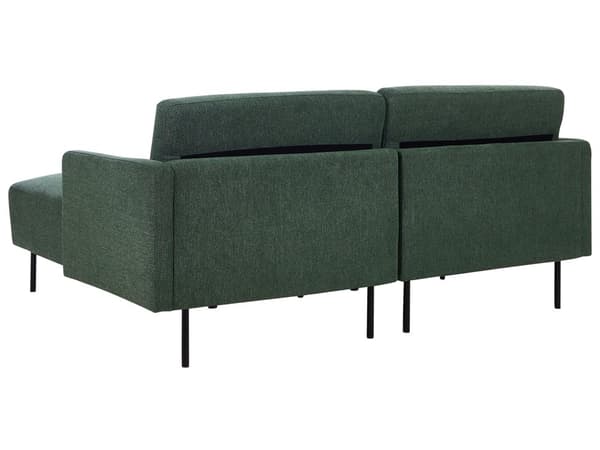Hörnsoffa Vänstervänd Polyester Mörkgrön 192 x 155 Soffa 2-sits Stoppad Metallben Vävt Tyg Ryggstöd Minimalistisk Modern Vardagsrum