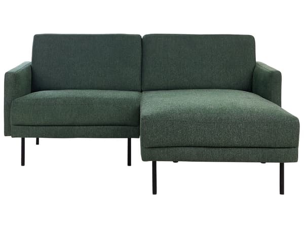 Hörnsoffa Vänstervänd Polyester Mörkgrön 192 x 155 Soffa 2-sits Stoppad Metallben Vävt Tyg Ryggstöd Minimalistisk Modern Vardagsrum