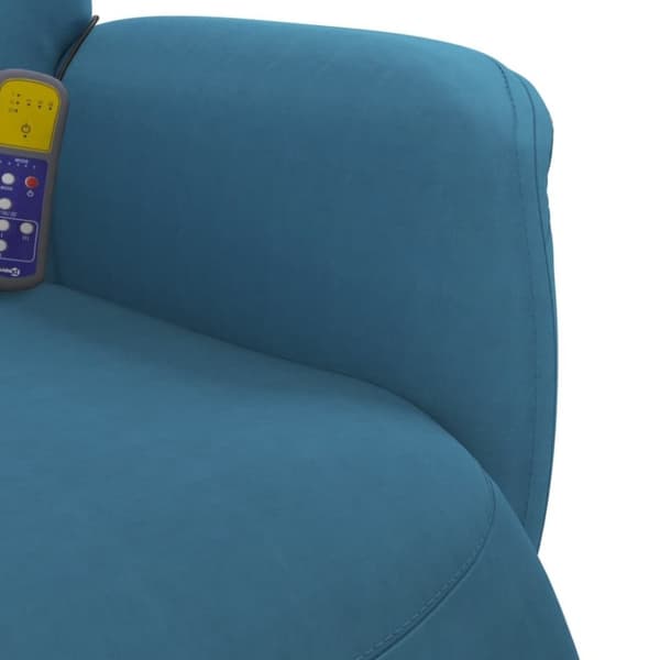 vidaXL Massagefåtölj med fotstöd blå sammet
