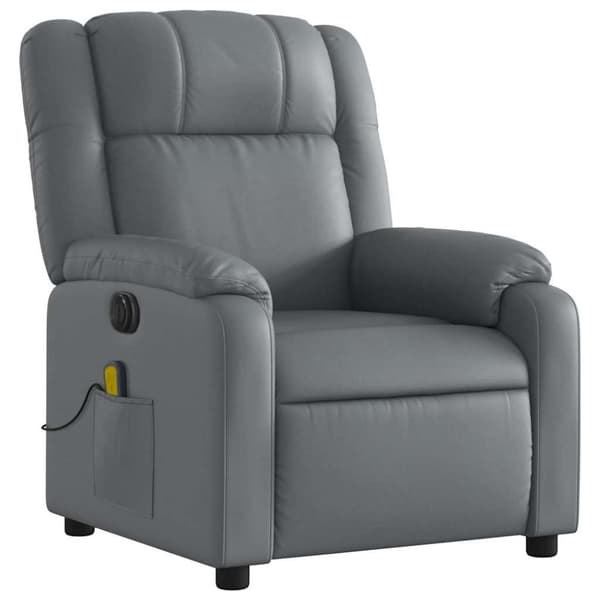 vidaXL Elektrisk massagefåtölj grå konstläder
