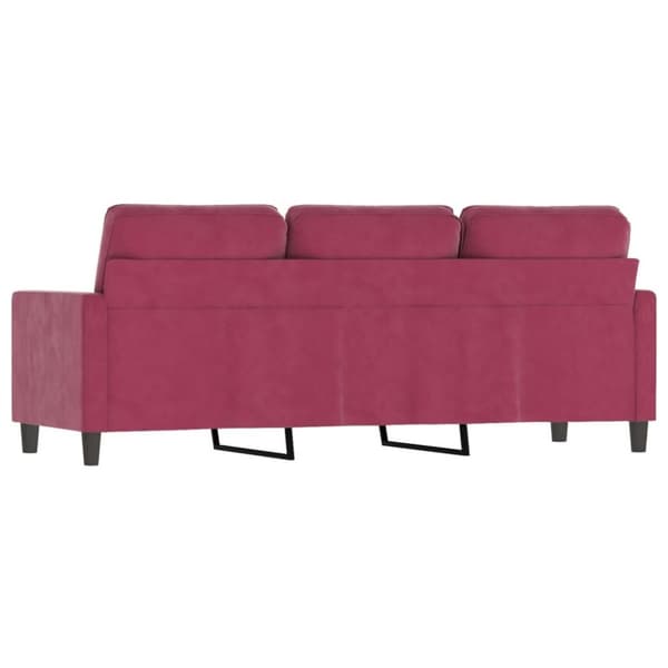 vidaXL 3-sitssoffa vinröd 180 cm sammet