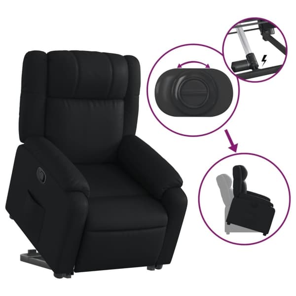 vidaXL Reclinerfåtölj med uppresningshjälp svart konstläder