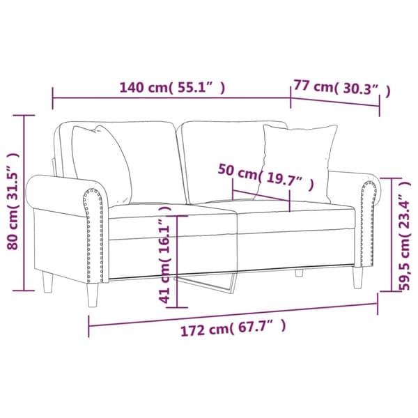 vidaXL 2-personers sofa med pyntepuder 140 cm kunstlæder sort