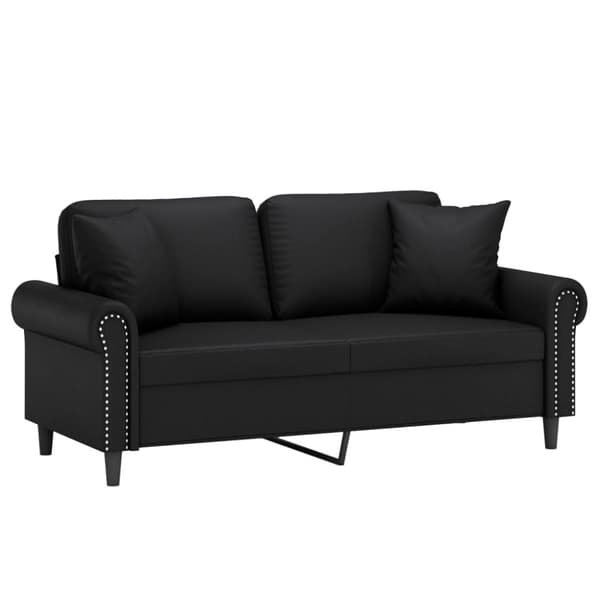 vidaXL 2-personers sofa med pyntepuder 140 cm kunstlæder sort