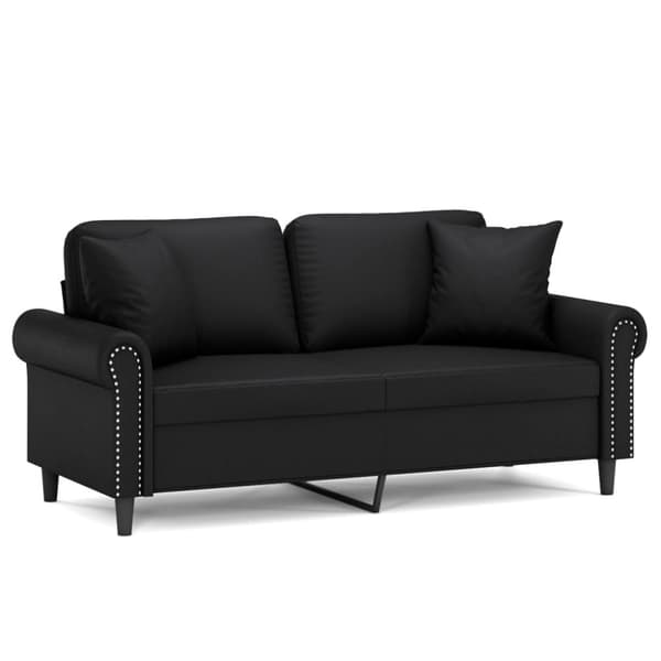 vidaXL 2-personers sofa med pyntepuder 140 cm kunstlæder sort