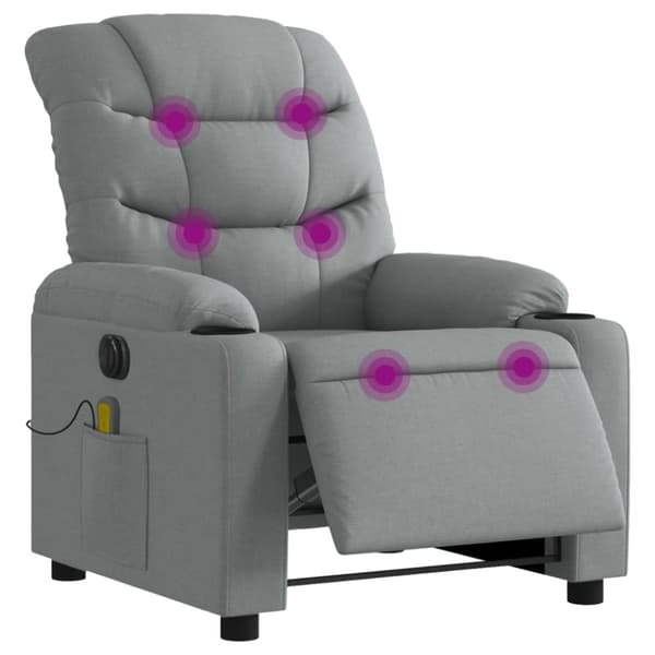 vidaXL Elektrisk massagefåtölj ljusgrå tyg