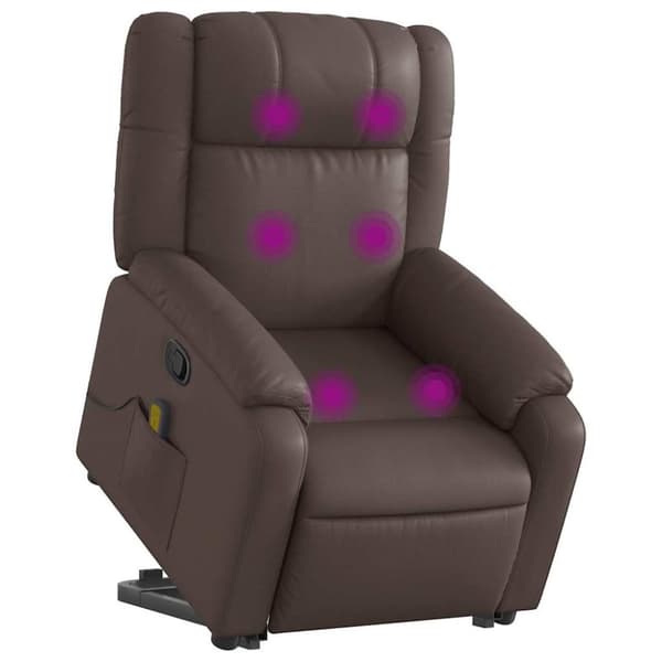 vidaXL løftestol med massagefunktion kunstlæder brun