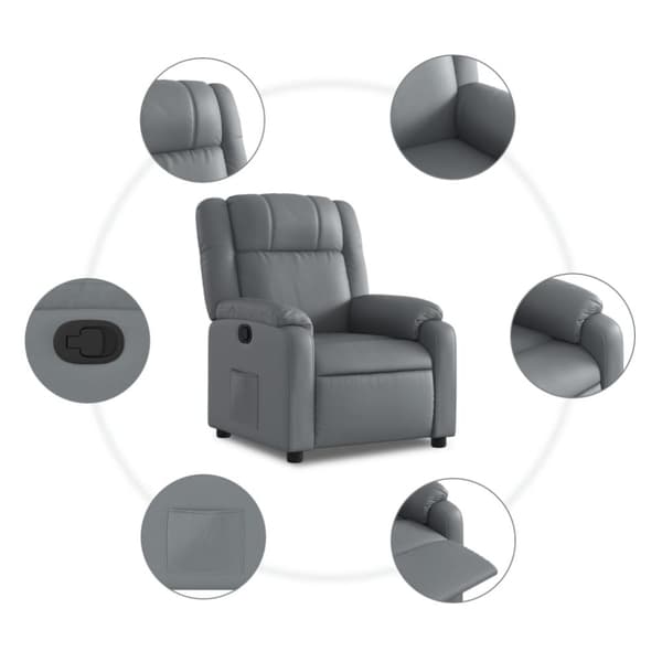 vidaXL Reclinerfåtölj grå konstläder