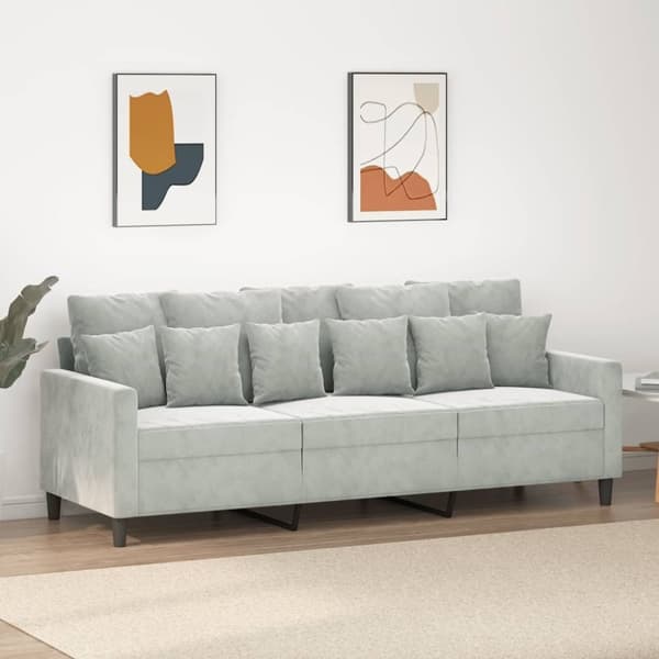 vidaXL 3-personers sofa 180 cm velour lysegrå