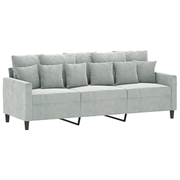 vidaXL 3-personers sofa 180 cm velour lysegrå