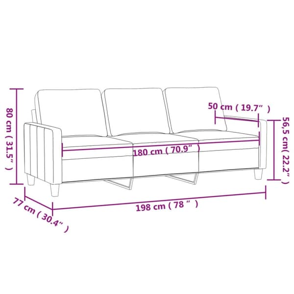 vidaXL 3-sitssoffa brun 180 cm sammet