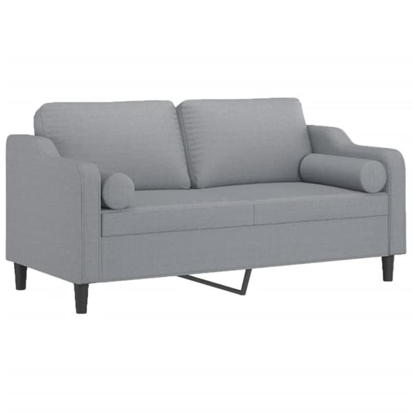 vidaXL 2-sits soffa med prydnadskuddar ljusgrå 140 cm tyg