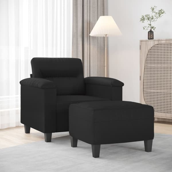 vidaXL sofastol med fodskammel 60 cm kunstlæder sort