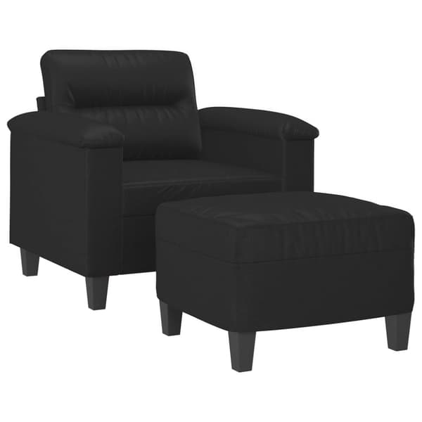 vidaXL sofastol med fodskammel 60 cm kunstlæder sort