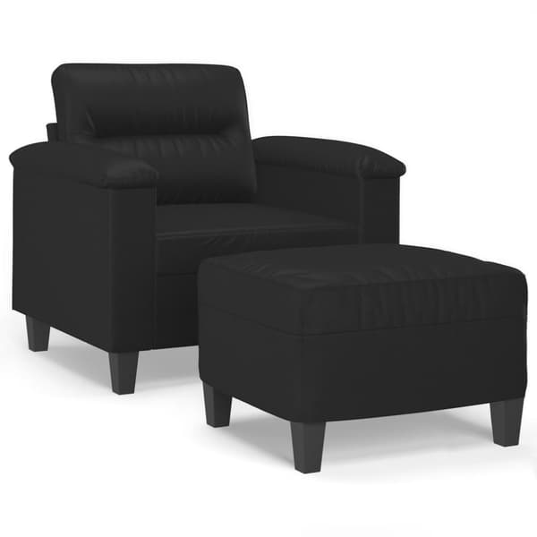 vidaXL sofastol med fodskammel 60 cm kunstlæder sort