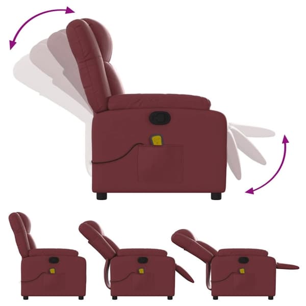 vidaXL Massagefåtölj vinröd konstläder