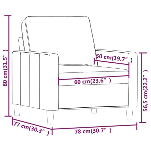 vidaXL lænestol 60 cm velour sort