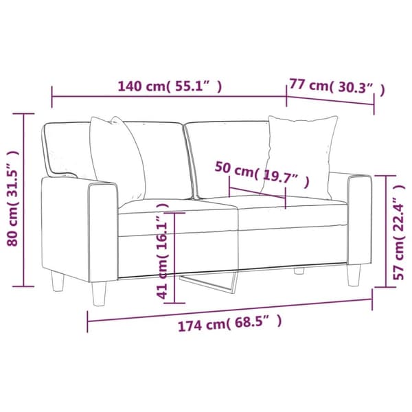 vidaXL 2-personers sofa med pyntepuder 140 cm kunstlæder sort
