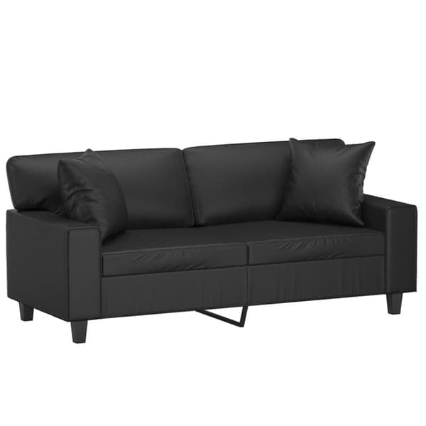 vidaXL 2-personers sofa med pyntepuder 140 cm kunstlæder sort
