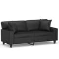 Miniatyrbillede 1 af 8: vidaXL 2-personers sofa med pyntepuder 140 cm kunstlæder sort