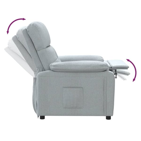 vidaXL Reclinerfåtölj ljusgrå tyg