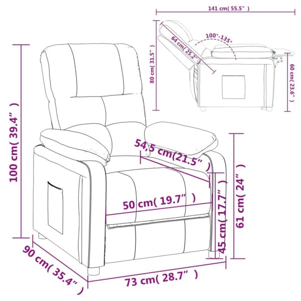 vidaXL Reclinerfåtölj ljusgrå tyg