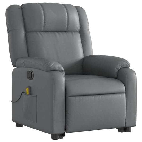 vidaXL Massagefåtölj med uppresningshjälp Grå konstläder