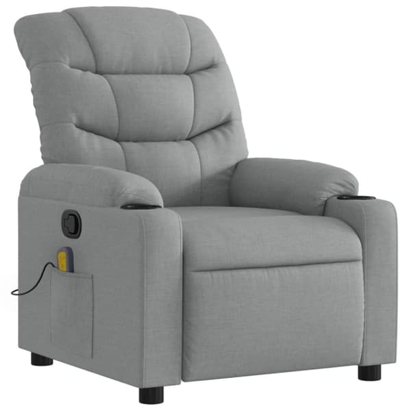 vidaXL Massagefåtölj ljusgrå tyg