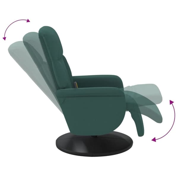 vidaXL Massagefåtölj med fotstöd mörkgrön sammet