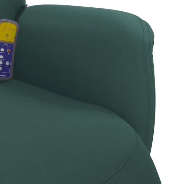vidaXL Massagefåtölj med fotstöd mörkgrön sammet