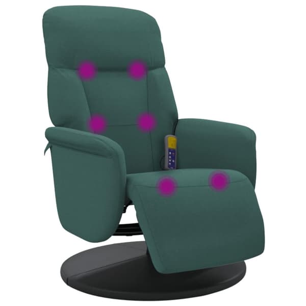 vidaXL Massagefåtölj med fotstöd mörkgrön sammet