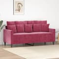Miniatyrbillede 8 af 8: vidaXL 2-personers sofa 140 cm fløjl vinrød