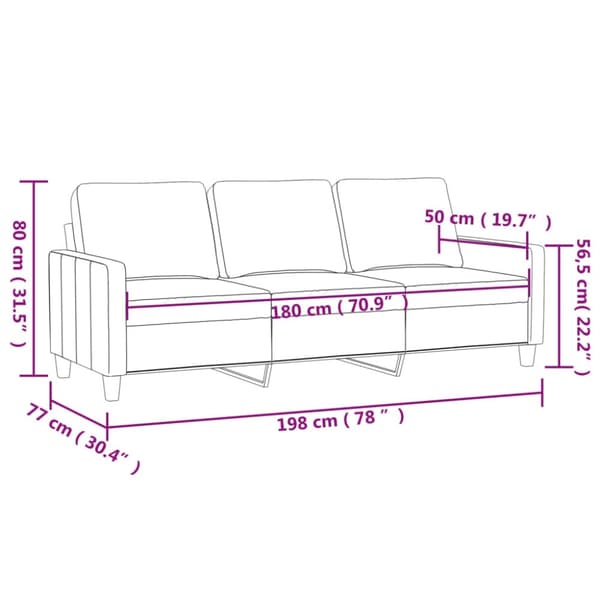 vidaXL 3-personers sofa 180 cm velour sort