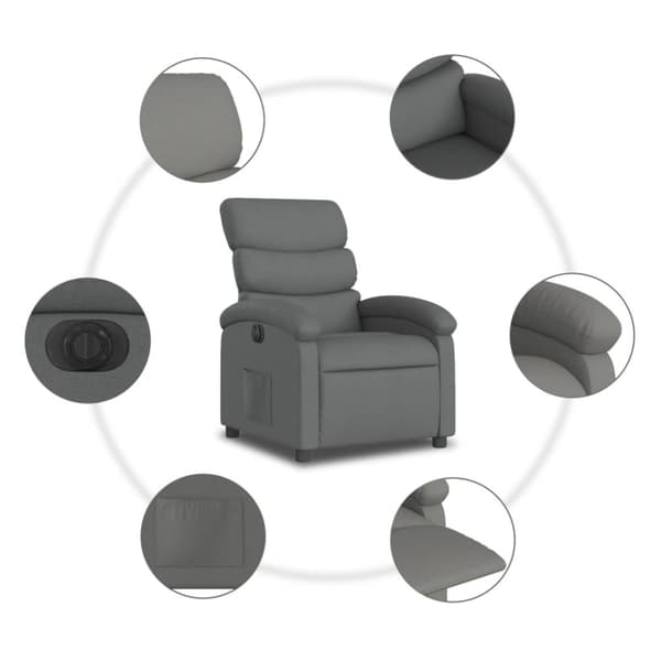 vidaXL Elektrisk reclinerfåtölj mörkgrå tyg
