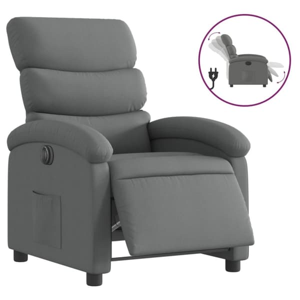 vidaXL Elektrisk reclinerfåtölj mörkgrå tyg