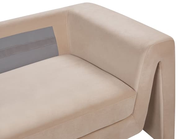 Soffa 3-sitsig Beige Sammet Klädd Accent Armstöd Vadderat Ryggstöd Vardagsrum