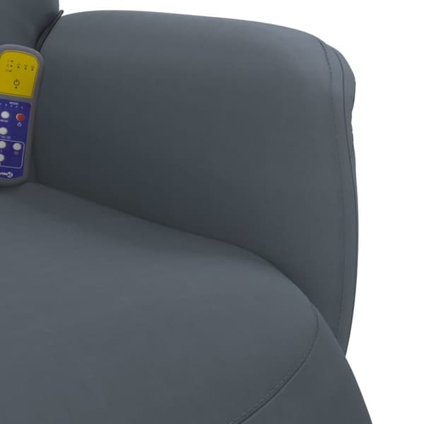 vidaXL Massagefåtölj med fotstöd mörkgrå sammet