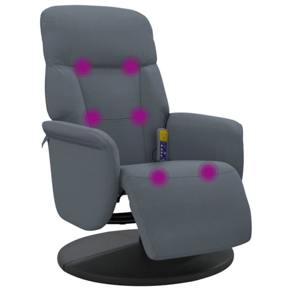 vidaXL Massagefåtölj med fotstöd mörkgrå sammet