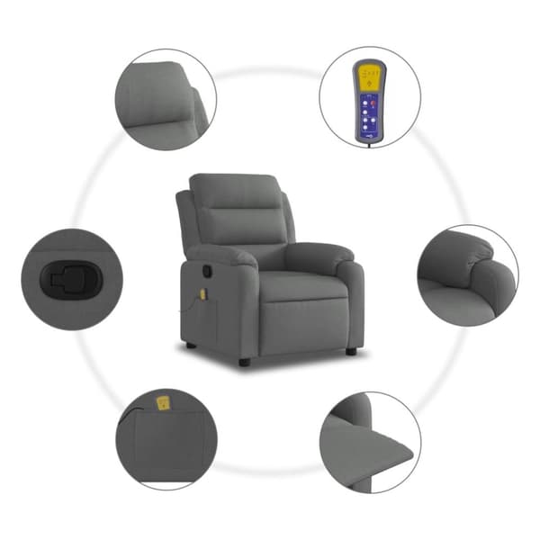vidaXL massagestol stof mørkegrå