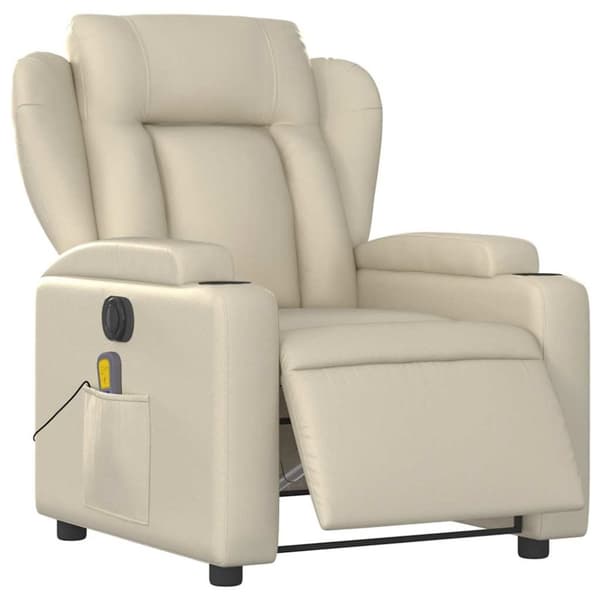 vidaXL Elektrisk massagefåtölj gräddvit konstläder