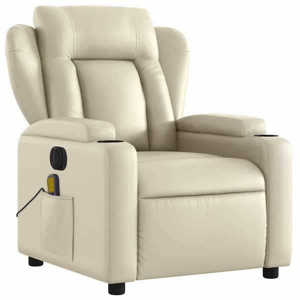 vidaXL Elektrisk massagefåtölj gräddvit konstläder